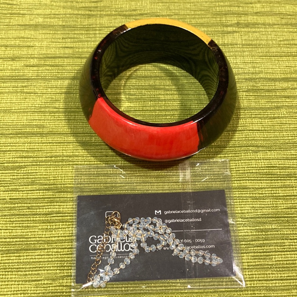 Orange and mustard color Bracelet and Necklace
